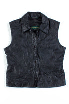 Black Leather Collared Vest