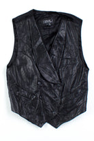Black Double Breasted Leather Vest