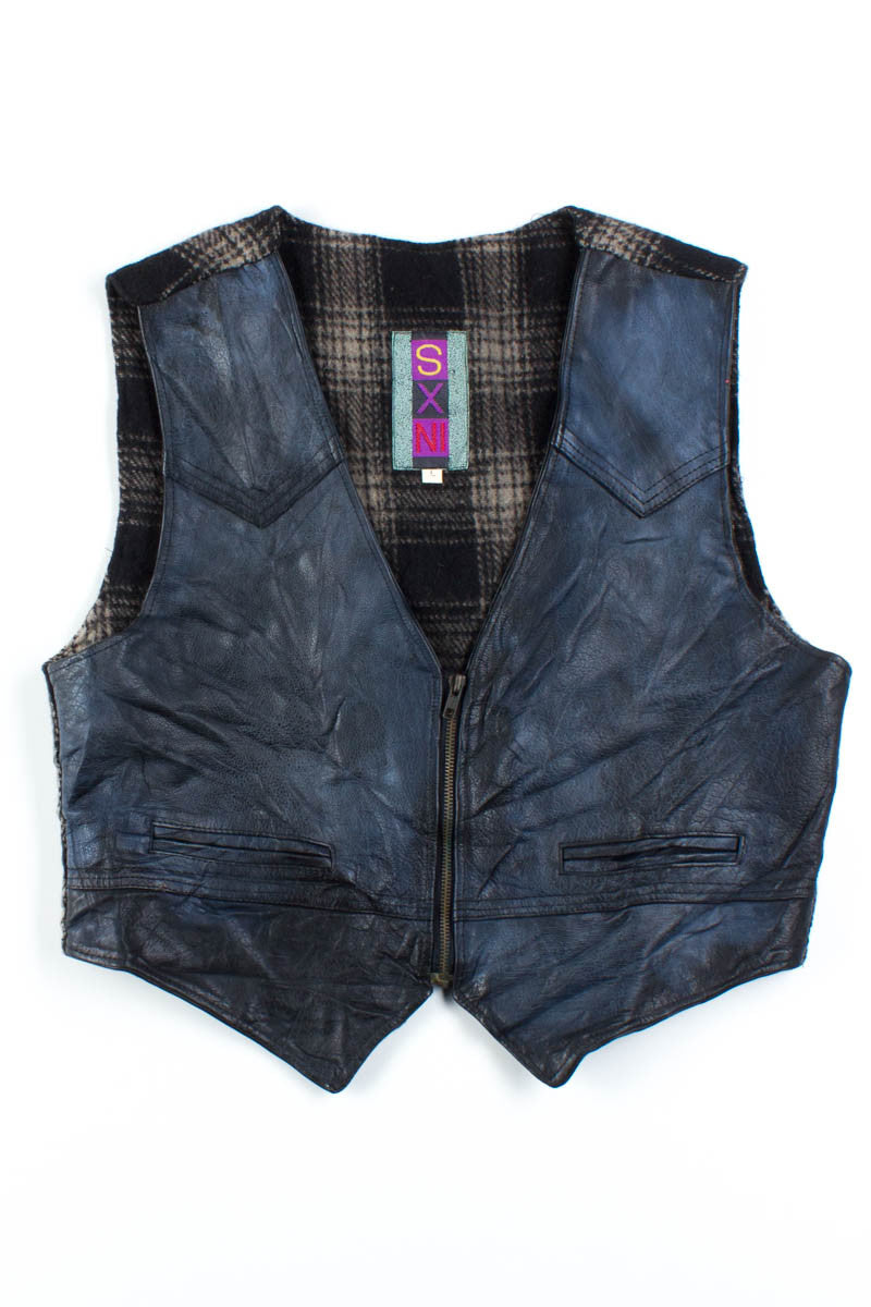 Black Leather & Flannel Vest