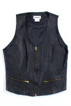 Black Leather Zip-Up Vest