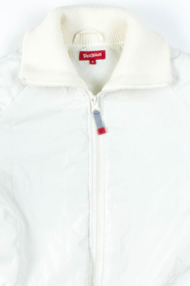 White Quilted Bomber Jacket