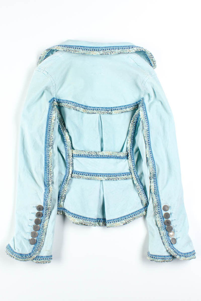 Baby Blue Floral Trimmed Jacket