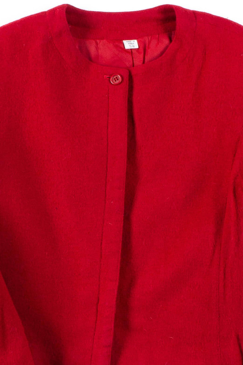 Red Wool Button-Up Jacket