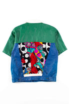 Color Block Short Sleeve Leather Shirt Jacket