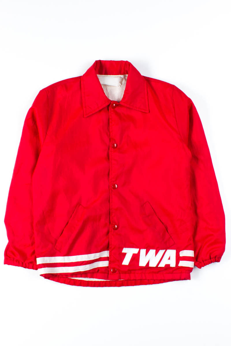 Red TWA Snap Front Nylon Jacket
