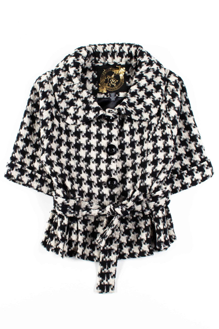 Black & White Wool Half Sleeve Jacket
