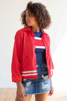 Red TWA Snap Front Nylon Jacket