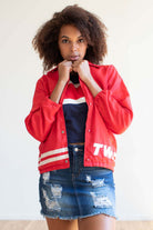 Red TWA Snap Front Nylon Jacket