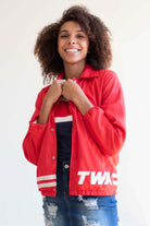 Red TWA Snap Front Nylon Jacket
