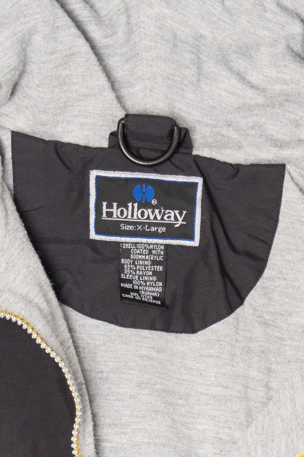 Vintage Dark Gray And Yellow Holloway Hooded Windbreaker (1990s)