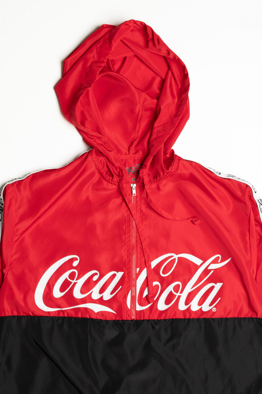Mint Condition! Coca-Cola Cropped Hooded Half Zip Windbreaker