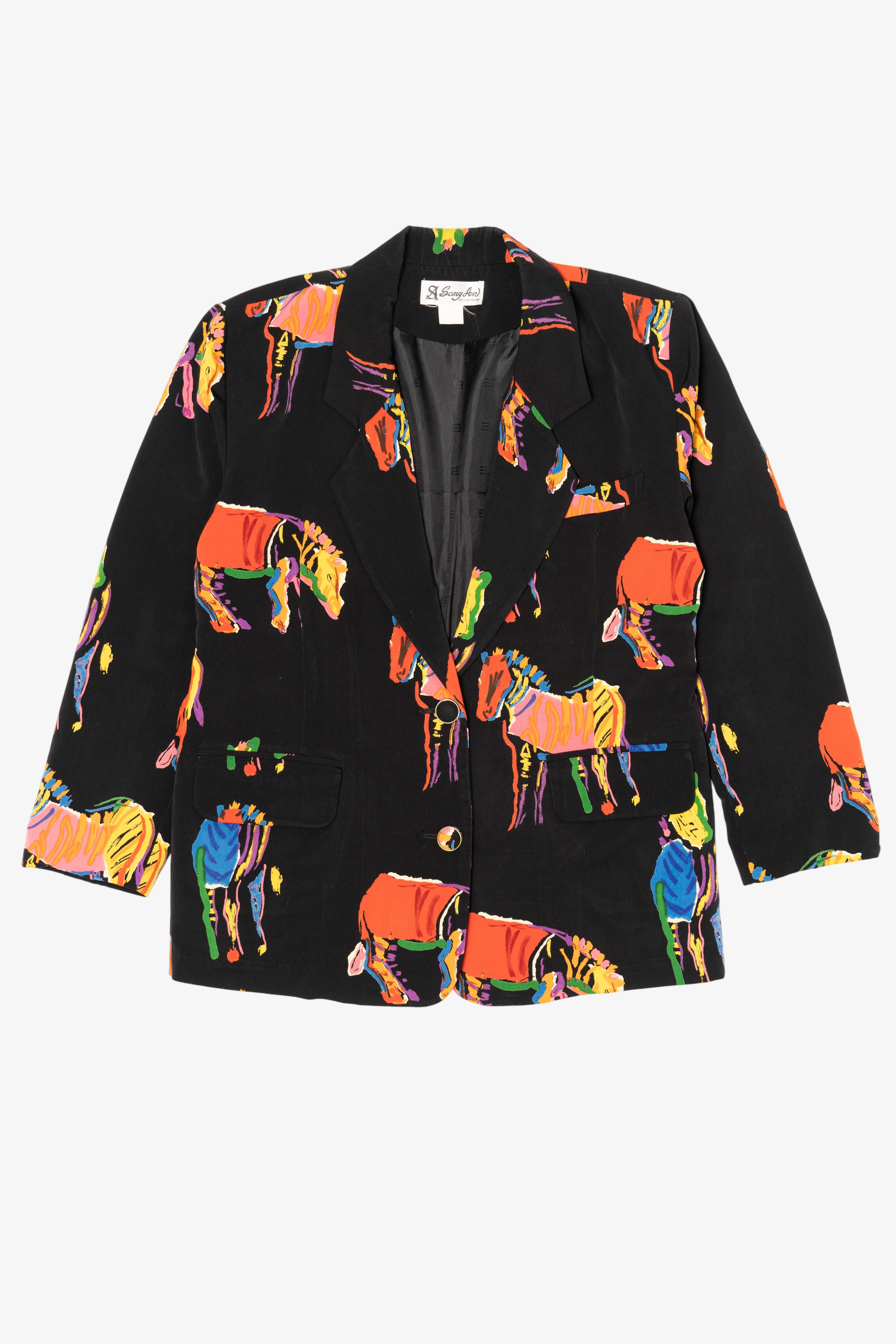 Vintage Sang An Colorful Abstract Zebras Blazer (1980s)