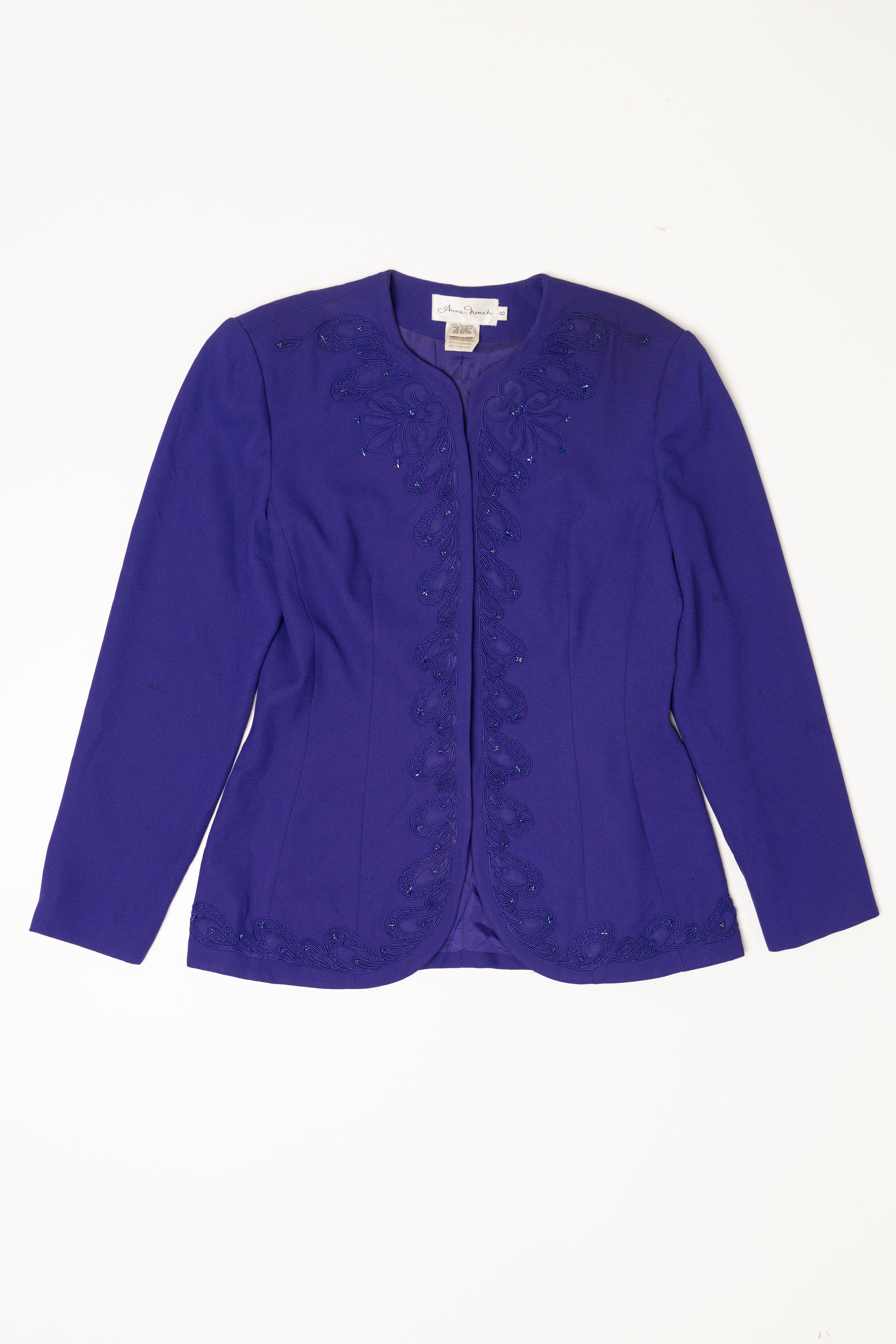 Vintage Purple Anne French Embroidered Blazer (1980s)