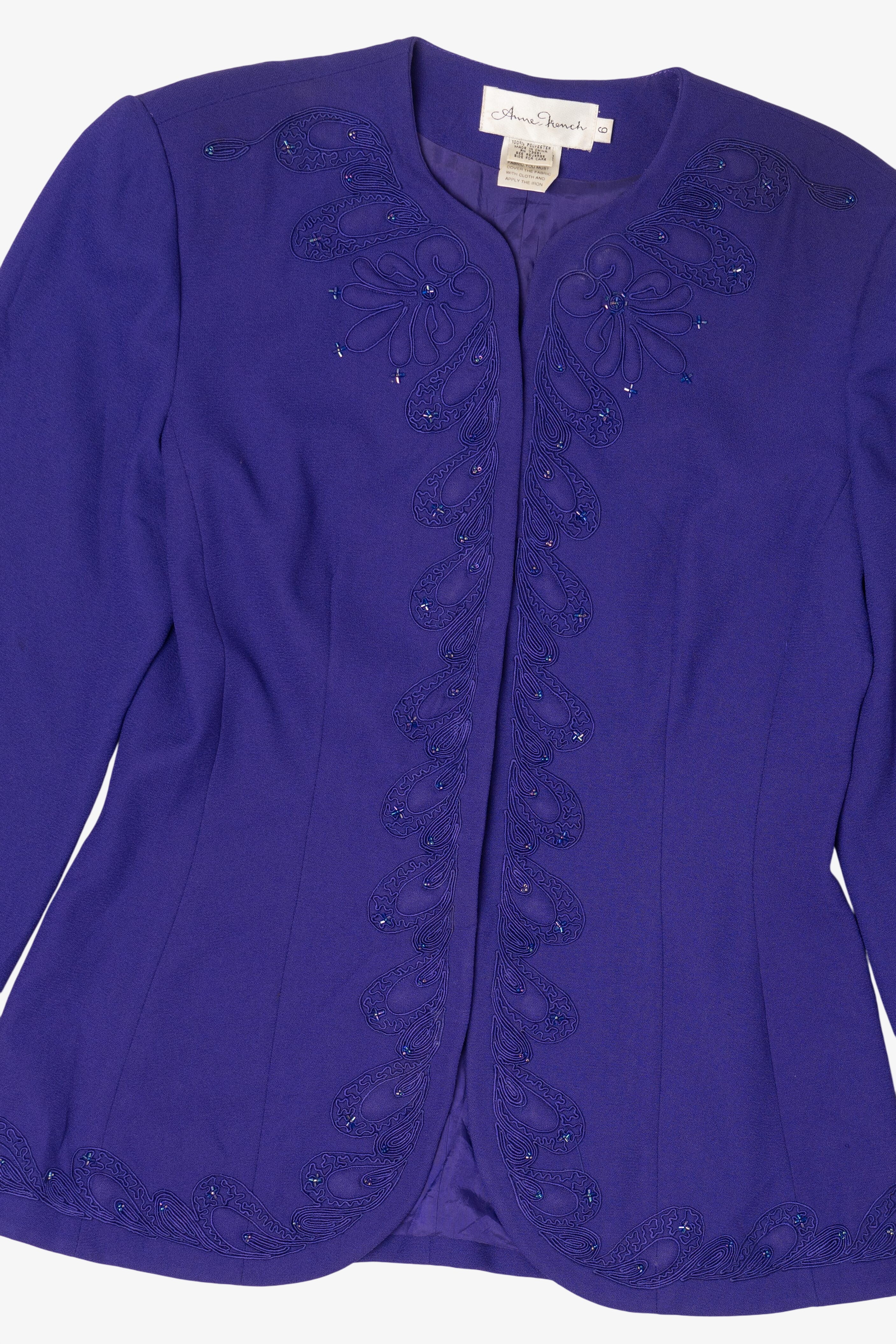 Vintage Purple Anne French Embroidered Blazer (1980s)