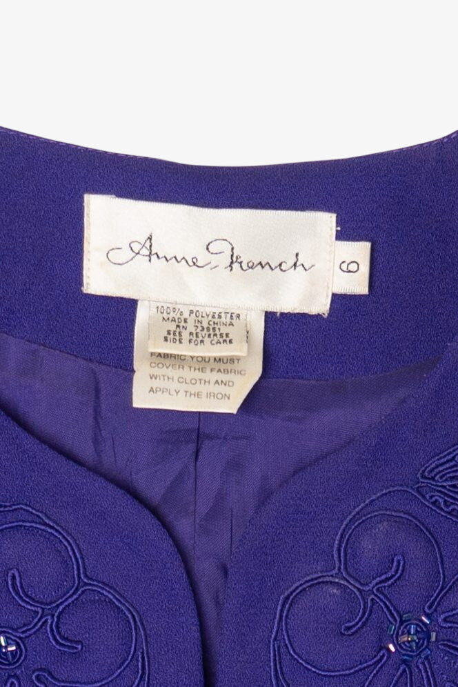 Vintage Purple Anne French Embroidered Blazer (1980s)