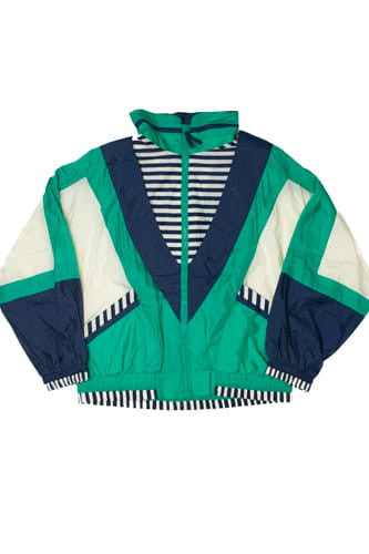 Vintage Navy Striped Colorblock Lightweight Jacket