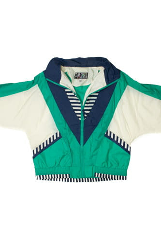 Vintage Navy Striped Colorblock Lightweight Jacket