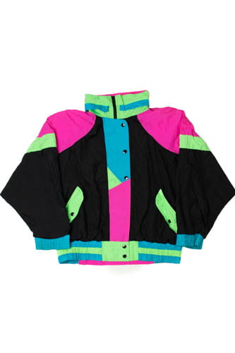 Vintage Neon Colorblock Batwing Lightweight Jacket