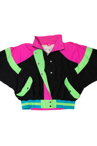 Vintage Neon Colorblock Batwing Lightweight Jacket