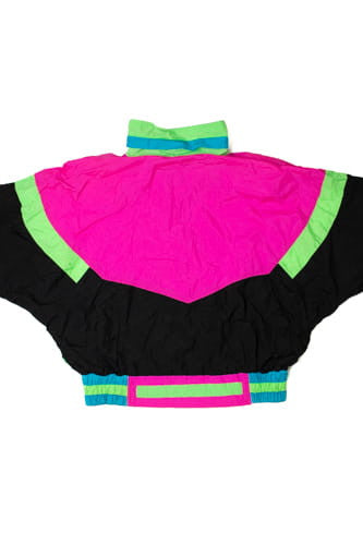 Vintage Neon Colorblock Batwing Lightweight Jacket