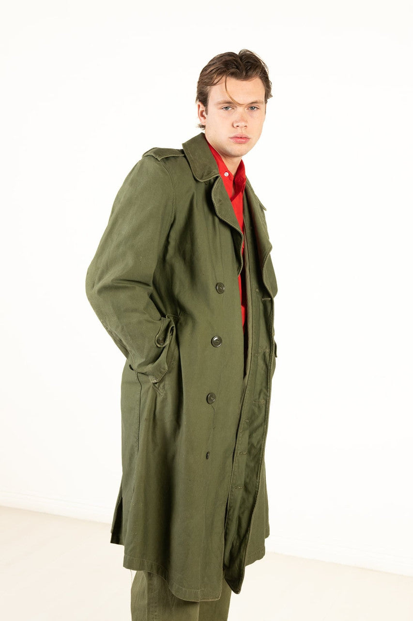 Vintage Olive Military Trench Coat (1960s)