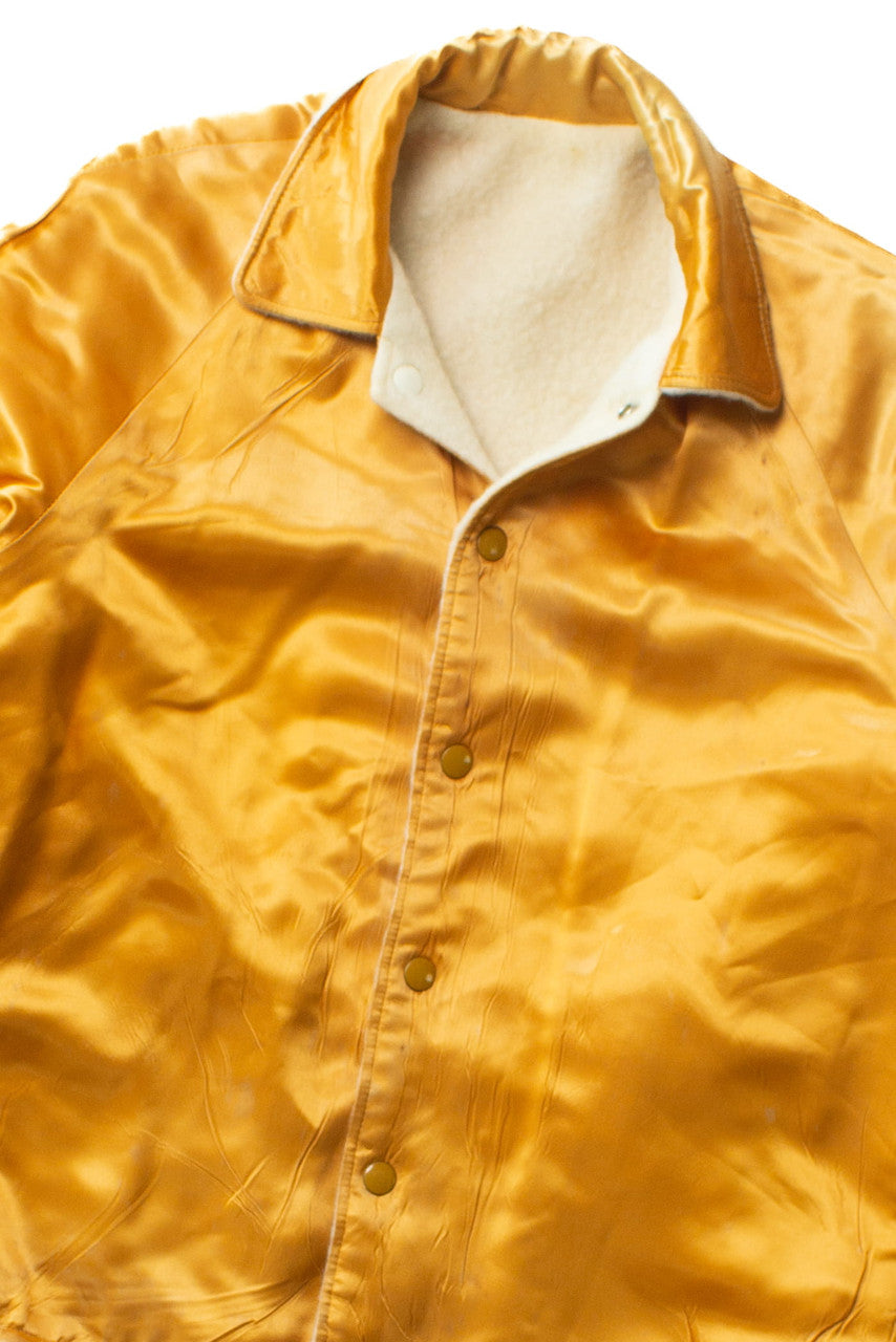 Vintage Gold Satin Sherpa Lined Jacket (1970s)