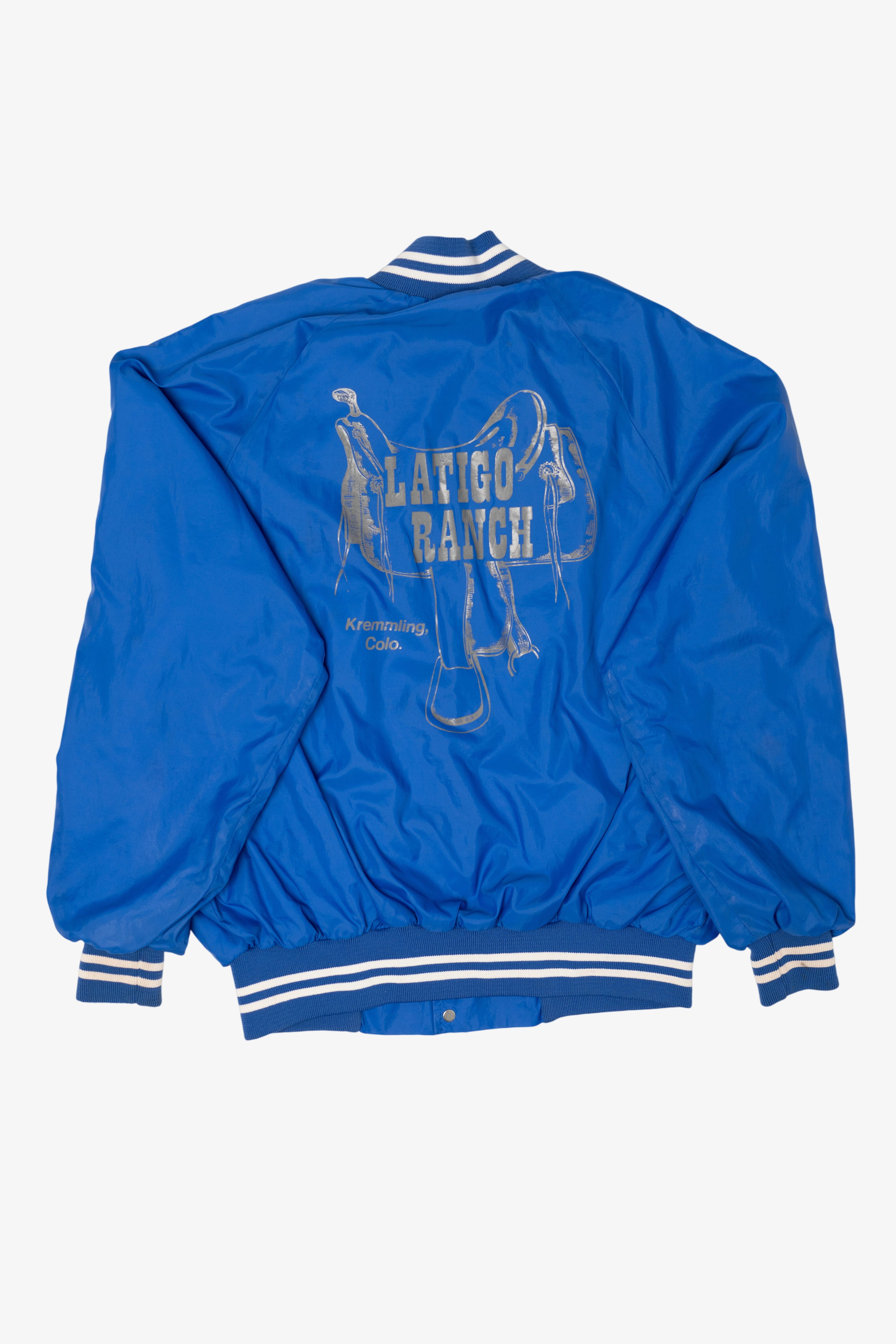 Vintage Blue Latigo Ranch Varsity Jacket (1980s)