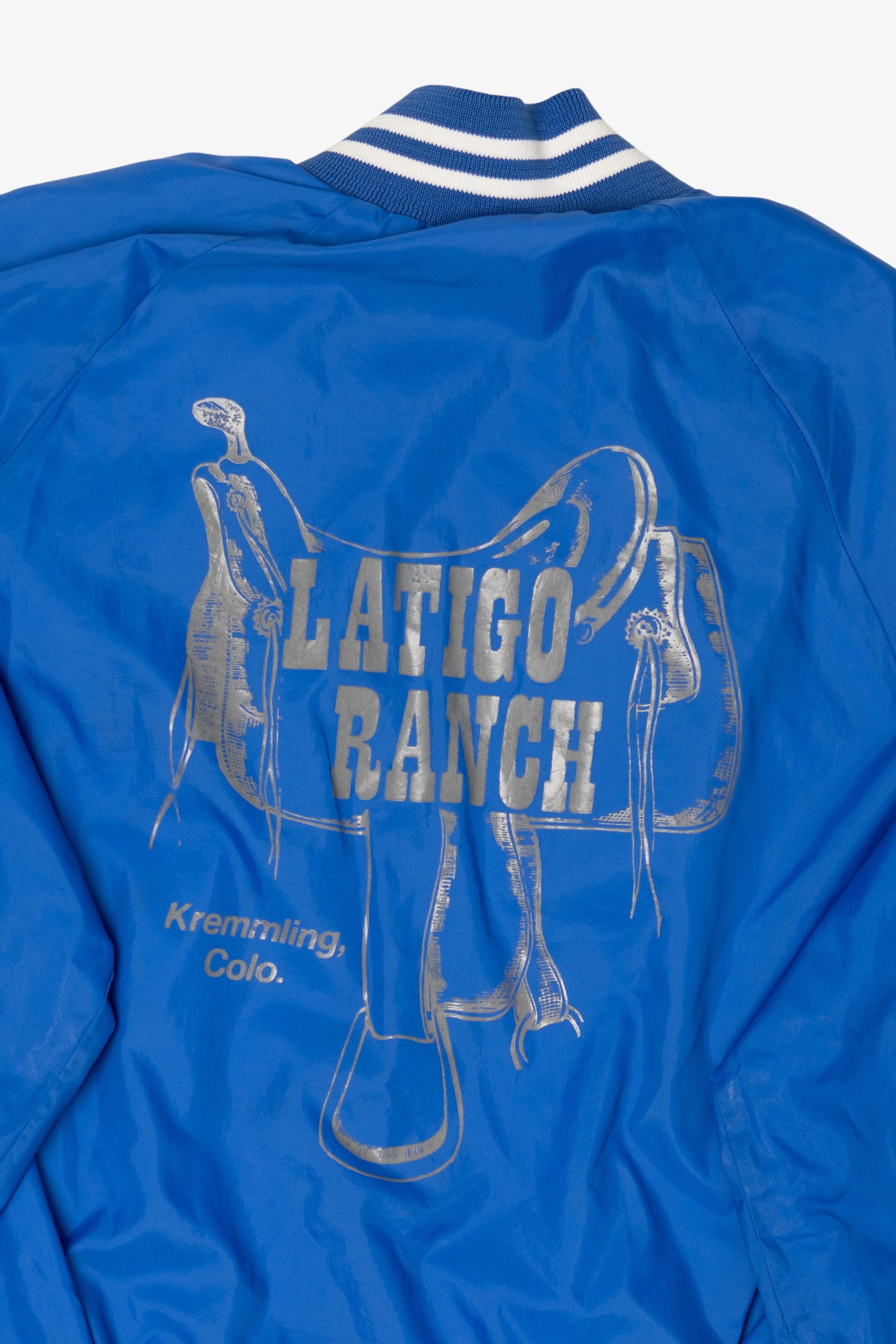 Vintage Blue Latigo Ranch Varsity Jacket (1980s)