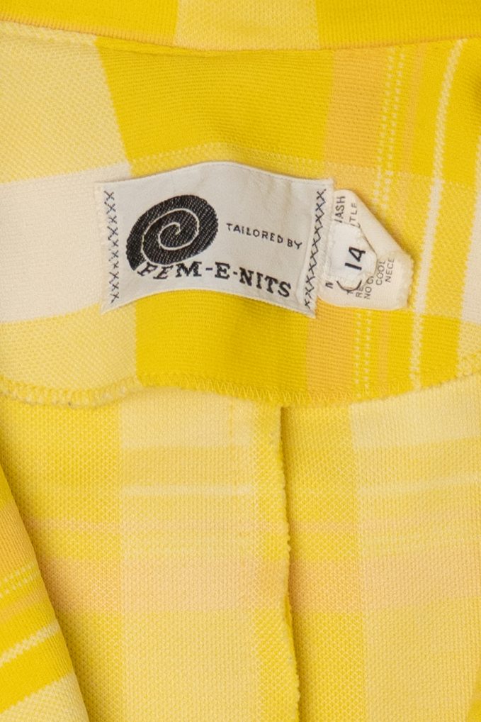 Vintage Yellow Checkered Fem-e-nits Blazer (1970s)