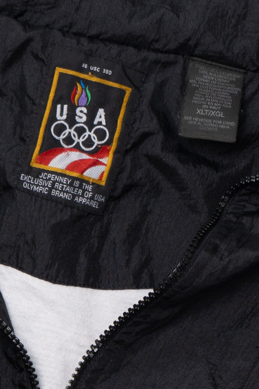 Vintage USA Olympics Embroidered Logo Lightweight Windbreaker Jacket