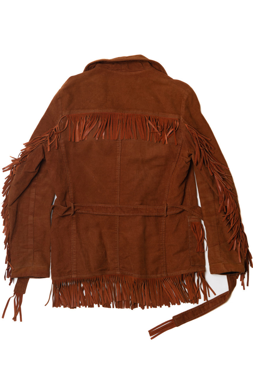 Vintage Faux Suede Fringe Lightweight Jacket