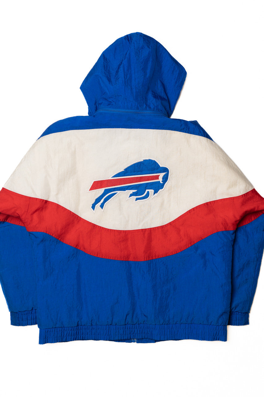 Vintage Buffalo Bills NFL Full Zip Hooded Puffer Apex One Lightweight Jacket