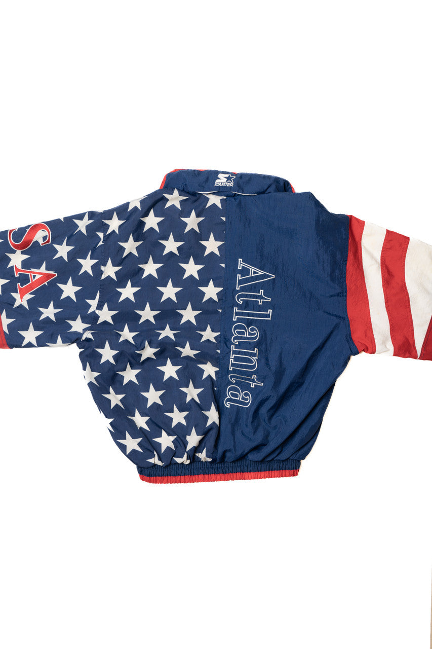 Vintage 1996 Atlanta Olympics American Flag Starter Lightweight Jacket