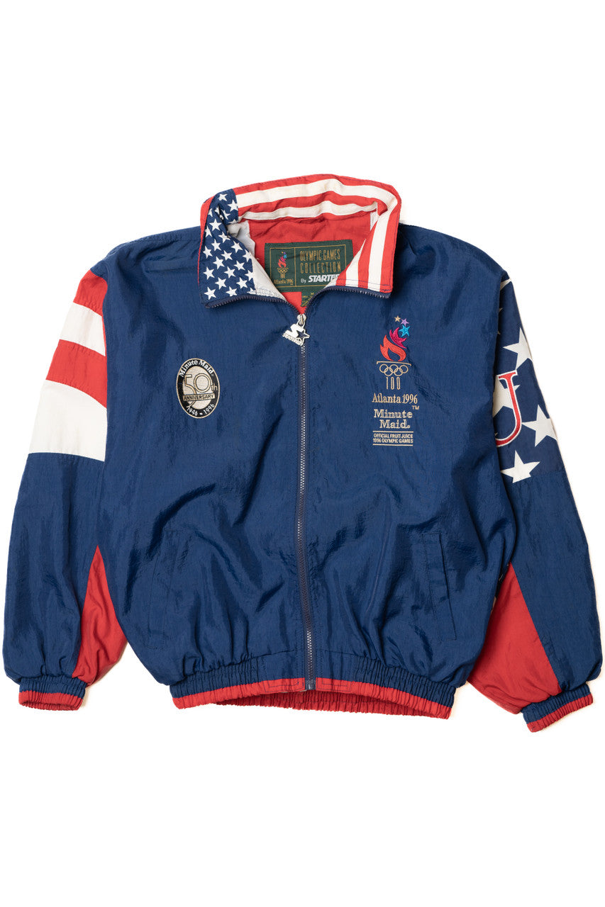 Vintage 1996 Atlanta Olympics American Flag Starter Lightweight Jacket