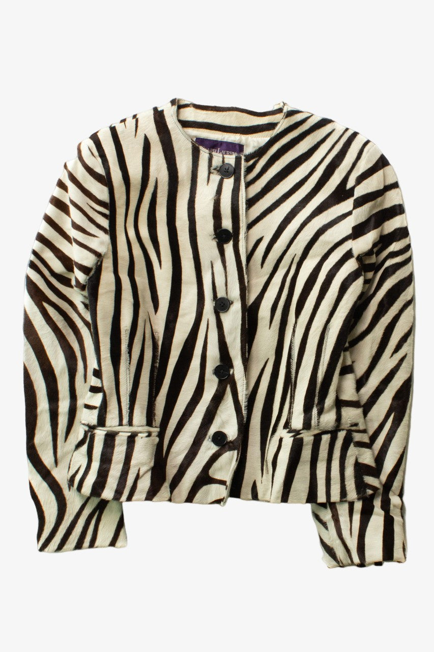 Vintage Ralph Lauren Purple Label Zebra Print Jacket (1990s