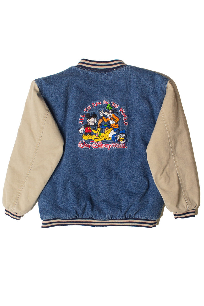 Vintage Embroidered Walt Disney World Denim Varsity Lightweight Jacket (1990s)