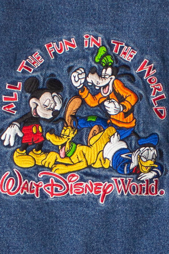 Vintage Embroidered Walt Disney World Denim Varsity Lightweight Jacket (1990s)