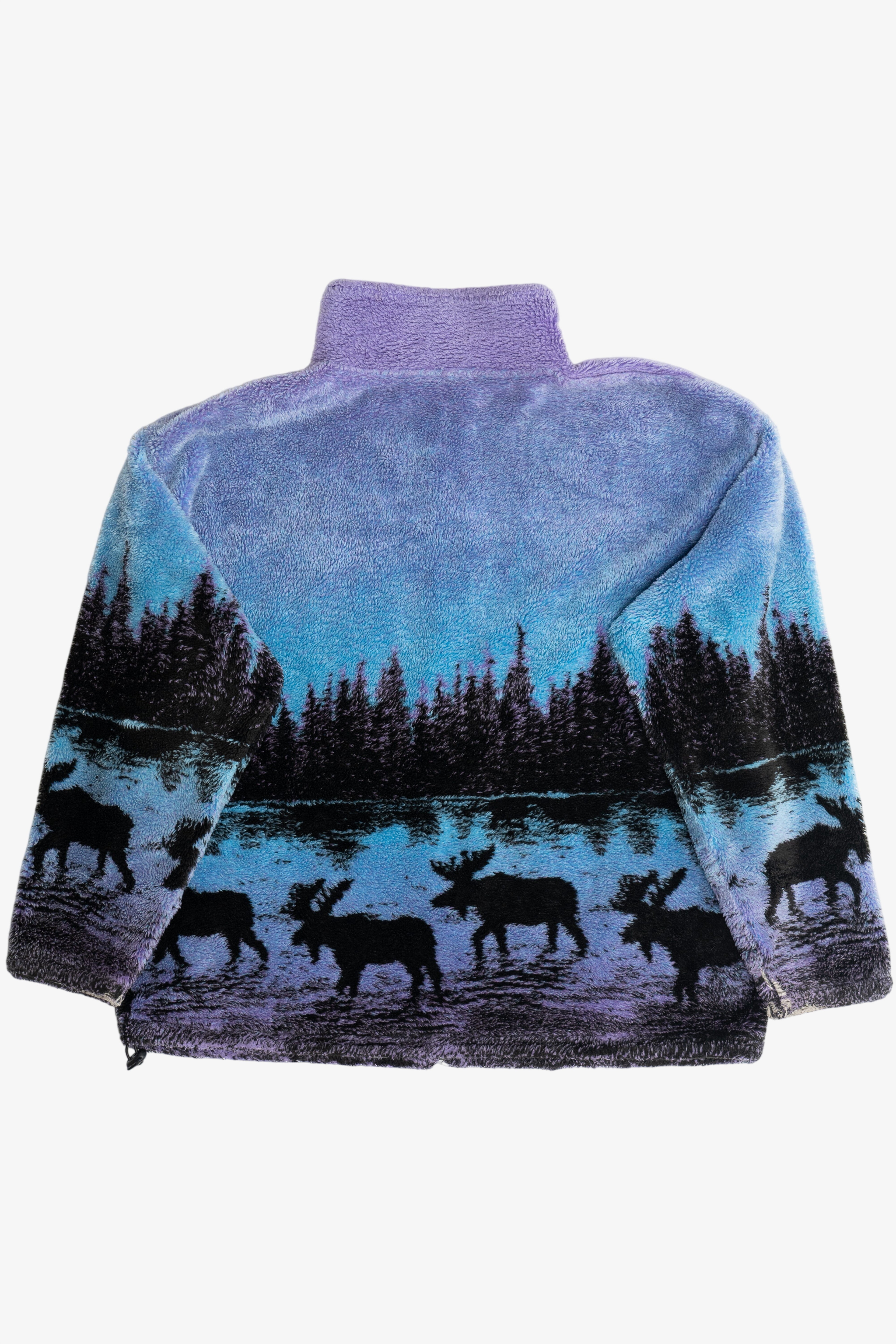 Vintage Black Mountain Outdoor Scenic Wraparound Print Fleece Zip-Up (1990s)