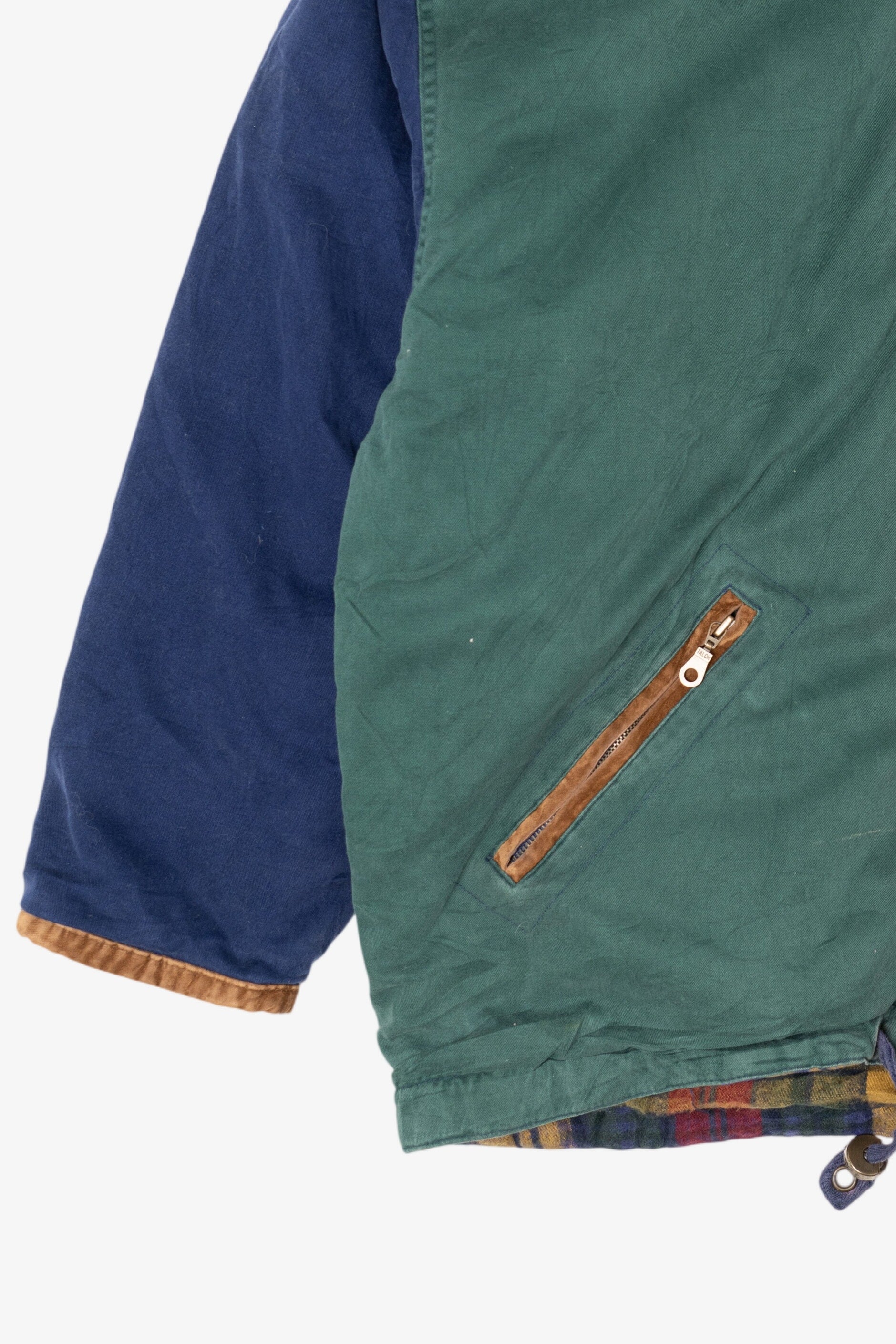 Vintage East West Color Block Flannel Lined Hooded Jacket (1990s)