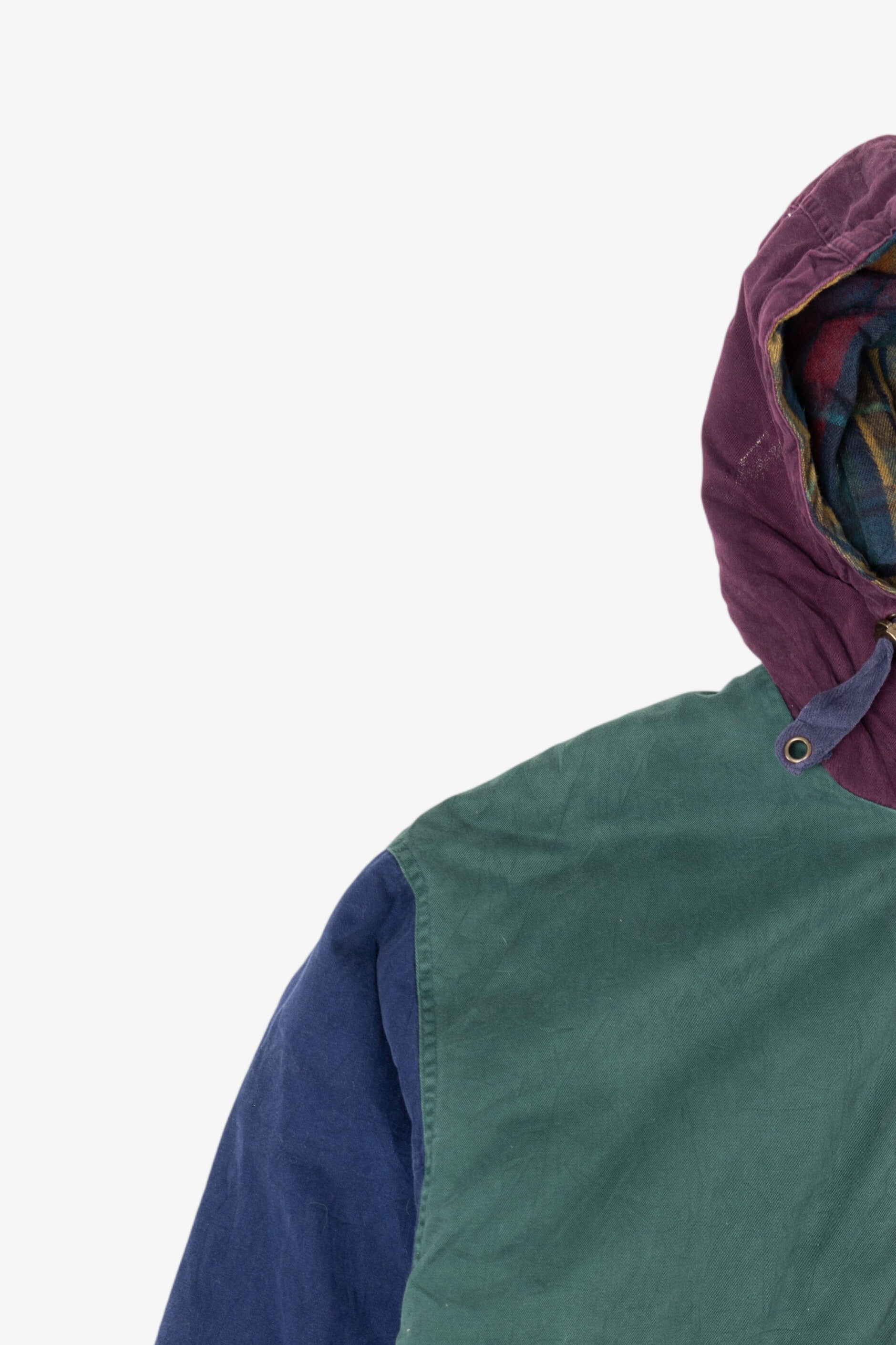 Vintage East West Color Block Flannel Lined Hooded Jacket (1990s)