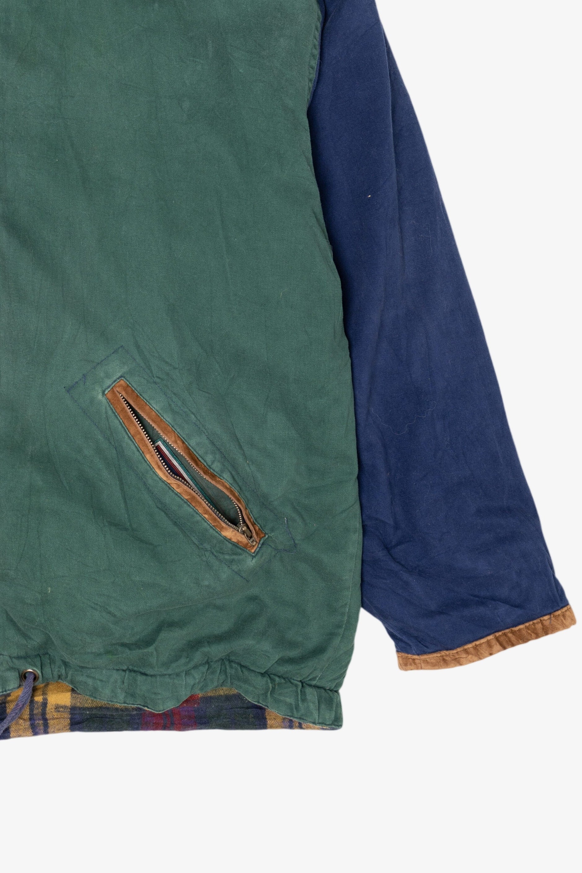 Vintage East West Color Block Flannel Lined Hooded Jacket (1990s)