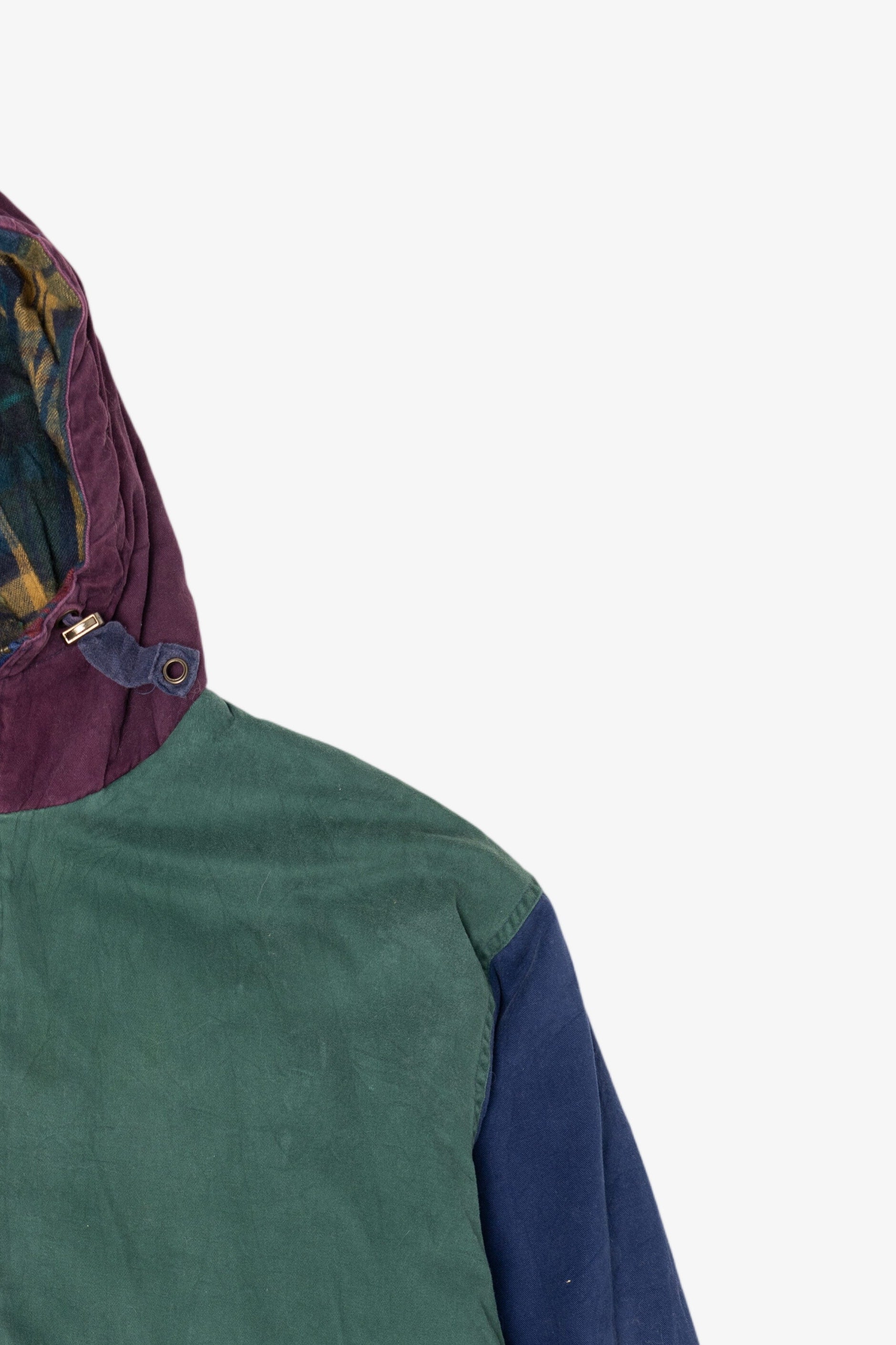 Vintage East West Color Block Flannel Lined Hooded Jacket (1990s)