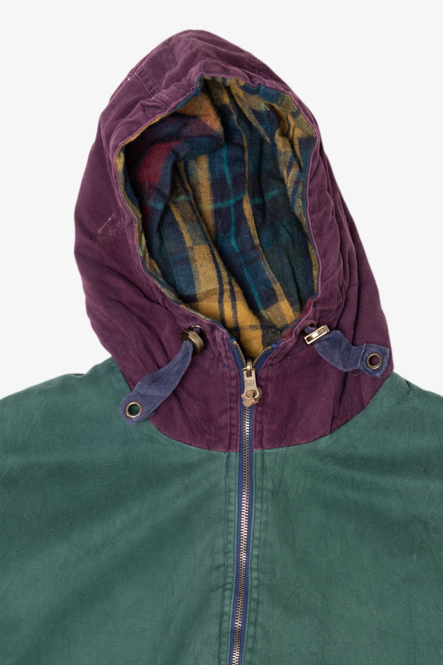 Vintage East West Color Block Flannel Lined Hooded Jacket (1990s)
