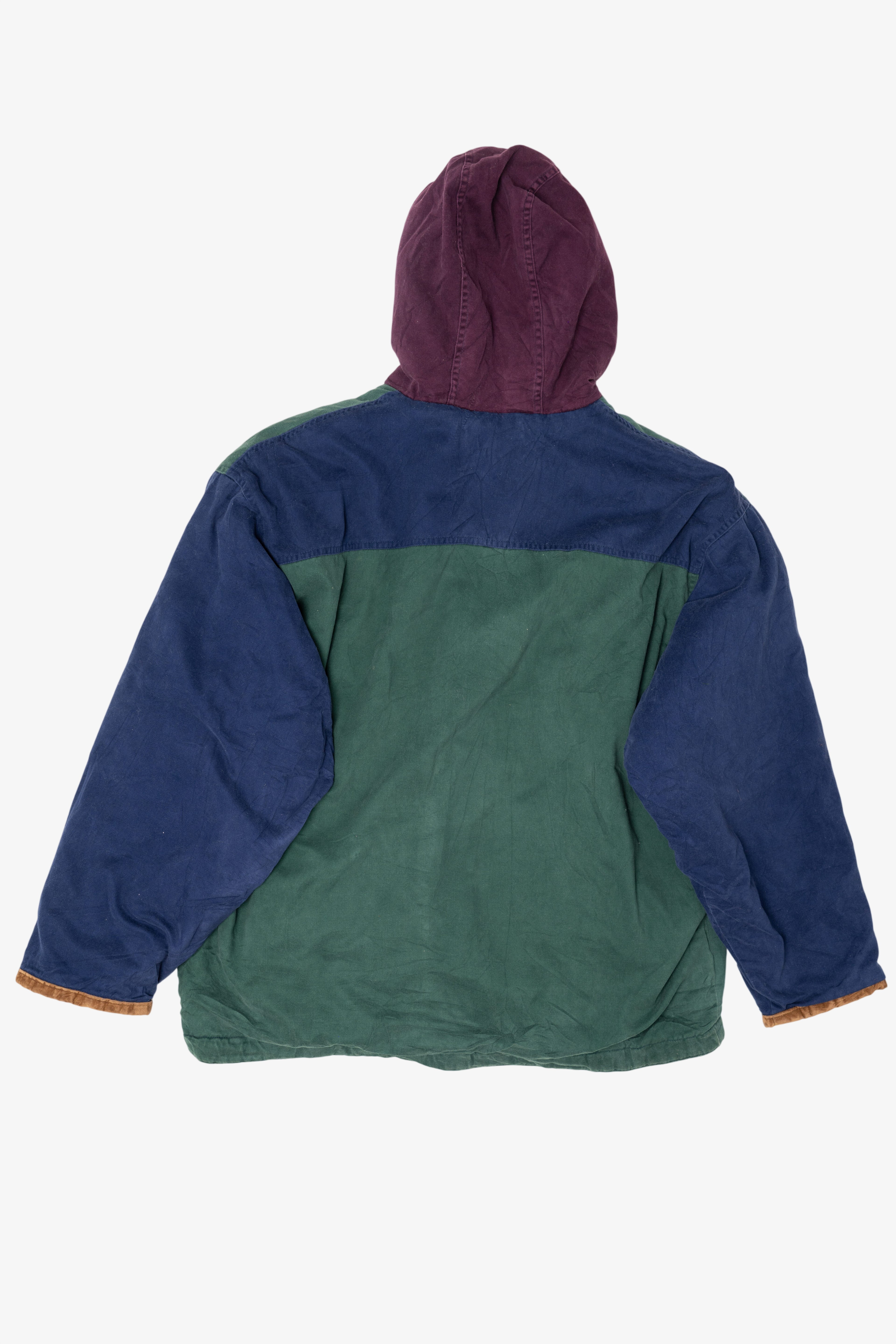 Vintage East West Color Block Flannel Lined Hooded Jacket (1990s)