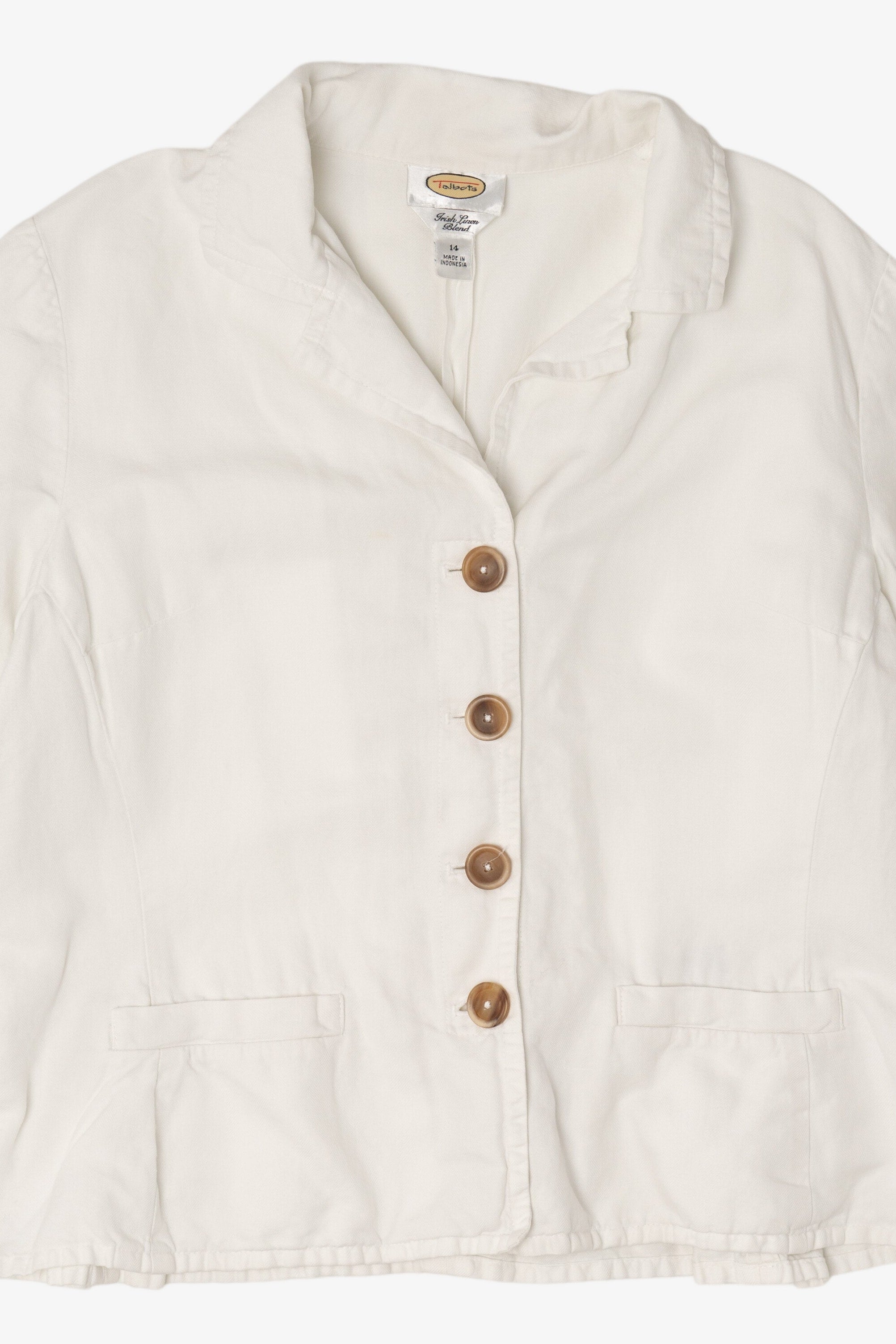 Vintage White Talbots Lightweight Irish Linen Blend Jacket (2000s)