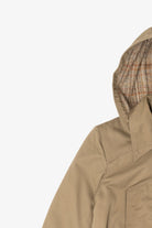 Vintage Khaki Plaid Lined Hooded Lightweight Jacket (1980s)