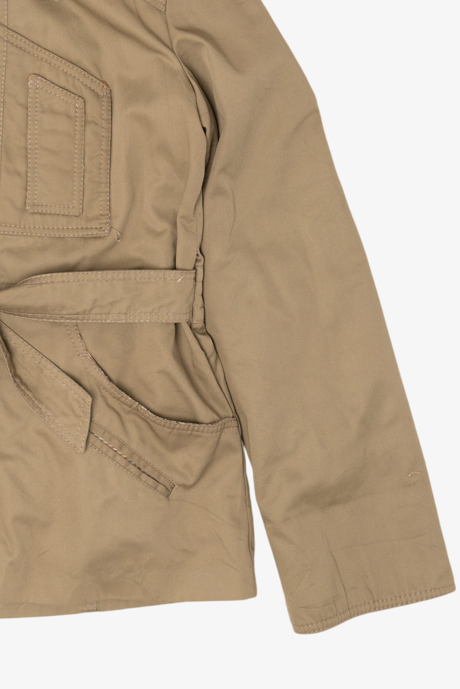 Vintage Khaki Plaid Lined Hooded Lightweight Jacket (1980s)