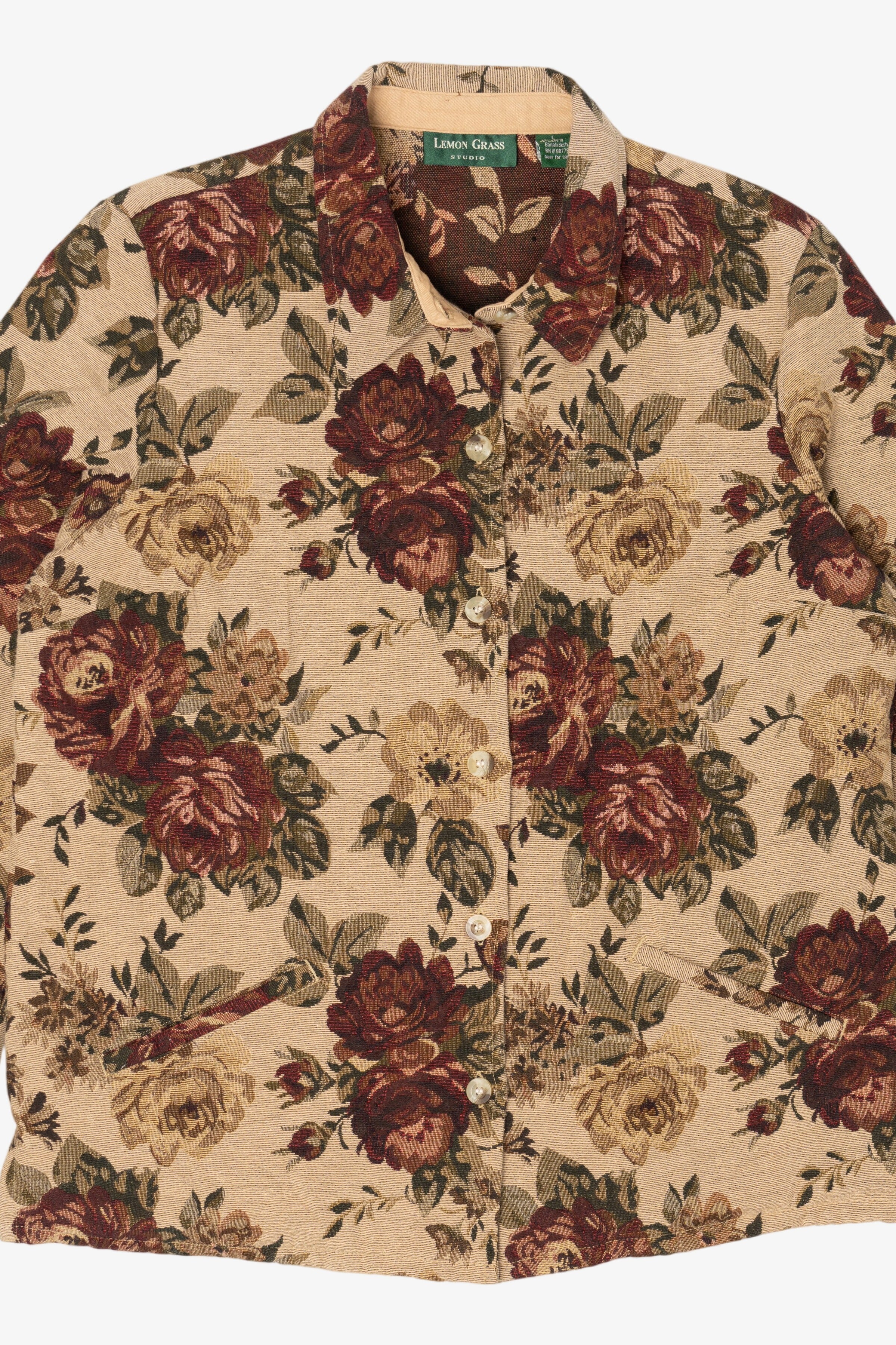 Vintage Beige Floral  Lemon Grass Studio Tapestry Jacket (1990s)