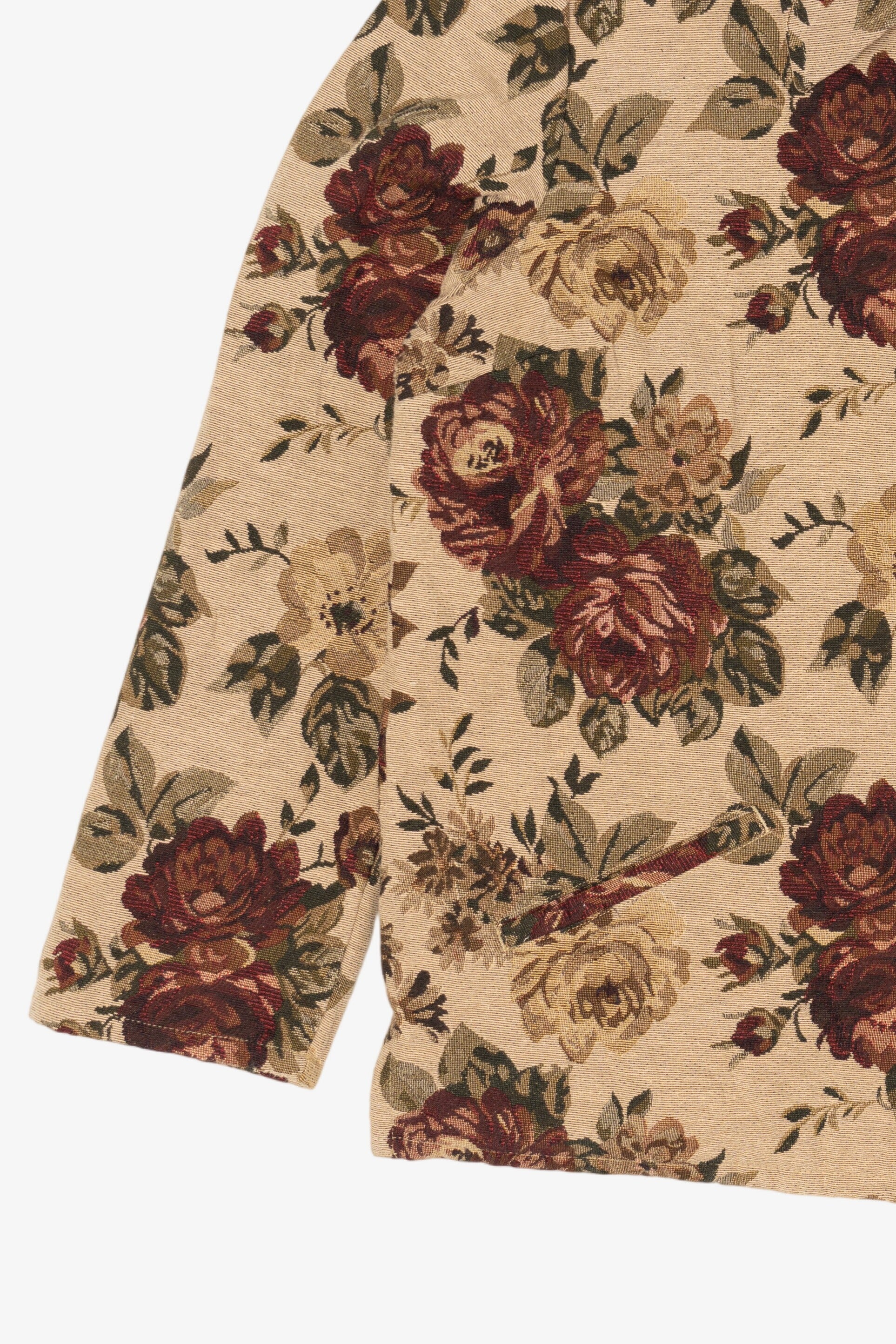 Vintage Beige Floral  Lemon Grass Studio Tapestry Jacket (1990s)
