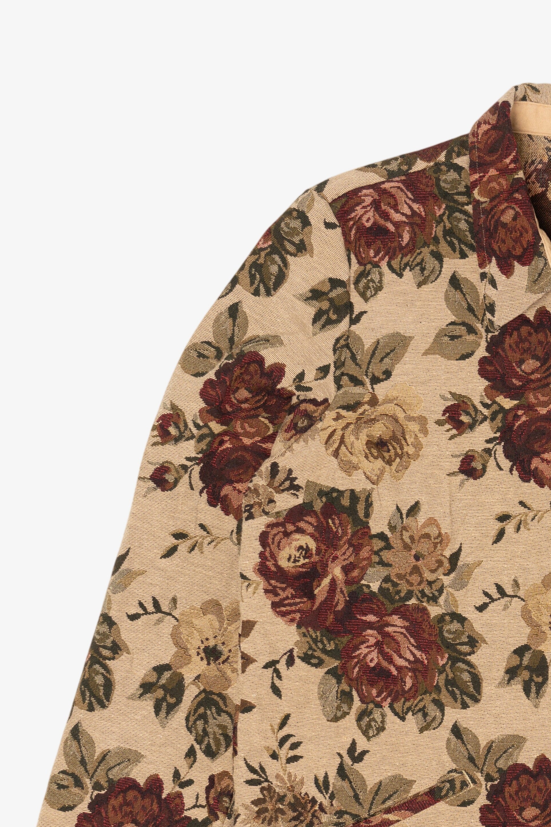 Vintage Beige Floral  Lemon Grass Studio Tapestry Jacket (1990s)
